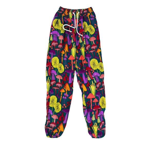 KATHMANDU IMPORTS Mushroom Hippie Pants Drawstring Boho Colorful Festival Sz S - Picture 2 of 8